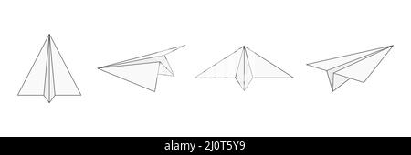 Paper line airplane. Sending message linear symbol. Vector isolated on white. Stock Vector