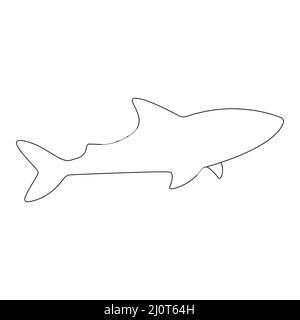 Shark silhouette. Ocean animal. Vector isolated on white. Stock Vector