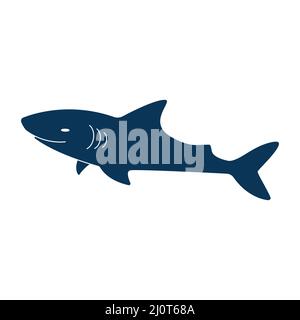 Shark silhouette. Ocean animal. Vector isolated on white. Stock Vector