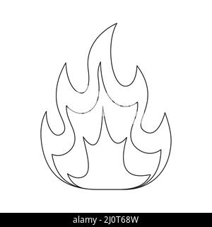 Fire line symbol. Fire flame outline shape. Warning linear sign. Stock Vector