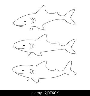 Shark silhouette. Ocean animal. Vector isolated on white. Stock Vector