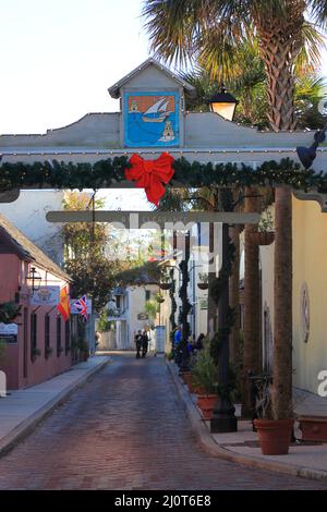 Aviles street the nation's oldest street in Old Town of St.Augustine.Florida.USA Stock Photo