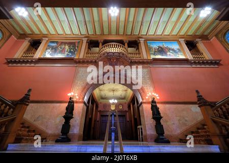 The main staircase of the Rotunda the main lobby of Flagler College.St.Augustine.Florida.USA Stock Photo