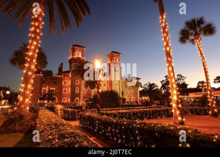 Lightner Museum/City Hall of St.Augustine during Nights of Lights festival .St.Augustine.Florida.USA Stock Photo