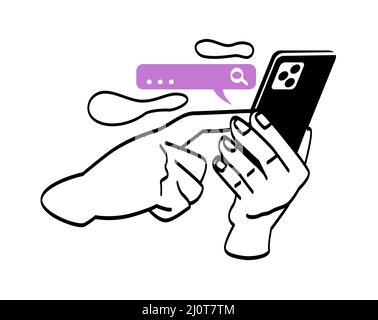 Hands holding mobile phone Stock Vector
