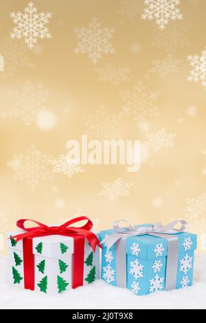 Christmas Christmas gifts with gifts giving gifts gold portrait copyspace text free space Stock Photo