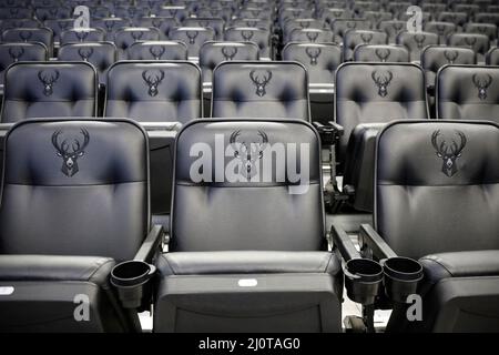 Milwaukee, WI, USA. 20th Mar, 2022. The home of the Milwaukee Bucks' Fiserv Forum of the NCAA Men's March Madness Tournament basketball game between the Iowa State Cyclones and the Wisconsin Badgers at the Fiserv Forum in Milwaukee, WI. Darren Lee/CSM/Alamy Live News Stock Photo