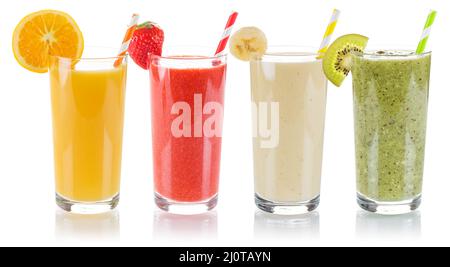 Smoothie smoothies fruit juice collection drink beverage juice in glass exempt isolated Stock Photo