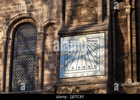 ELY, CAMBRIDGESHIRE, UK - NOVEMBER 23 : Sundial at Ely Cathedral in Ely on November 23, 2012 Stock Photo