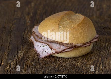 Bavarian liver cheese roll Stock Photo