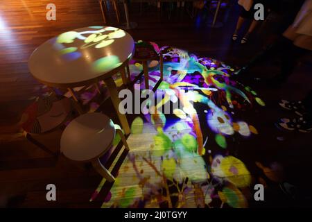 Desk and chair and a projection mapping Stock Photo