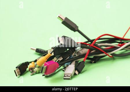 Close up view of old wires and cables Stock Photo