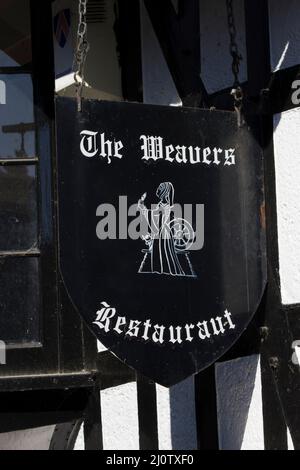 The Old Weavers House Sign Canterbury Kent Stock Photo
