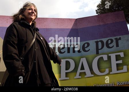 Rome, Italy. 20th Mar, 2022. The philanthropist Cecilia Strada attends a demonstration calling for peace between Ukraine and Russia. Protests and peace marches took place in many cities around the world following the invasion of Ukraine by Russia on February 24, 2022. Credit: SOPA Images Limited/Alamy Live News Stock Photo