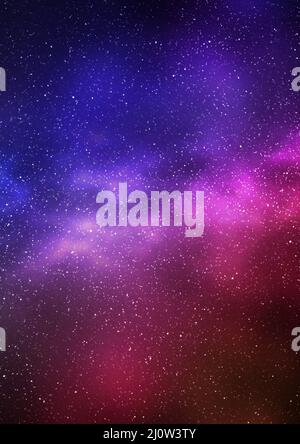 Night starry sky and bright blue red galaxy, vertical background Stock Photo
