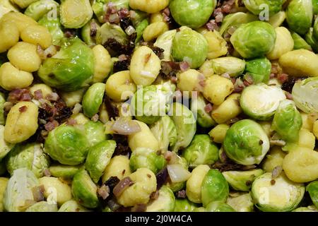 Brussels sprouts (Brassica oleracea var. gemmifera) in a pan Stock Photo
