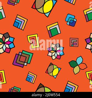 Bright, seamless pattern of geometric, abstract shapes. Stock Photo