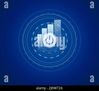 Virtual start and start button. Futuristic diagram with a schedule, starting a business and a new life. Launching the program Stock Photo