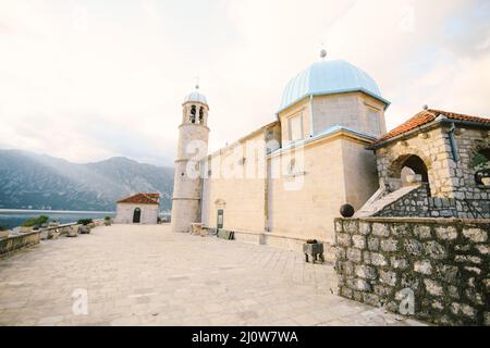 Church of the Our Lady on the rocks on the island of Gospa od Skrpjela Stock Photo
