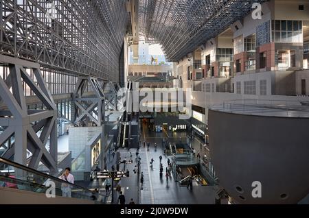 The interior of Kyoto Station main hall. Kyoto. Japan Stock Photo