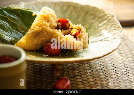 Cooking Zongzi Stock Photo