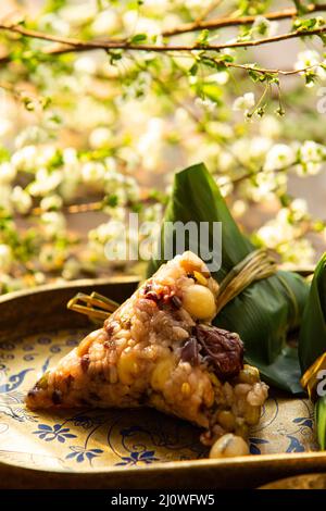 Eight-treasures Zongzis, ready to eat Stock Photo