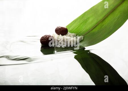 Creative photography, Zongzi (rice dumpling) preparing,traditioal Chinese food Stock Photo