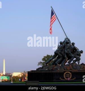 Iwo Jima Memorial, and Washington DC Skyline - Arlington, Virginia, USA Stock Photo
