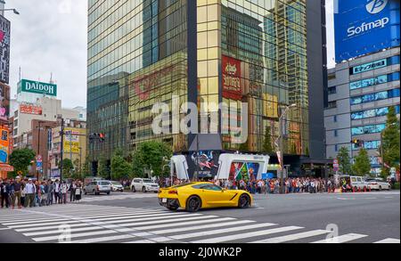 The Akihabara crossroads surrounded by the many anime and electr Stock Photo