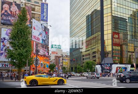 The Akihabara crossroads surrounded by the many anime and electr Stock Photo