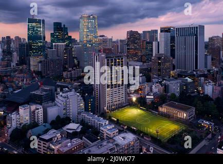ARK Hills as seen from the Tokyo Tower at night time. Tokyo. Japan Stock Photo