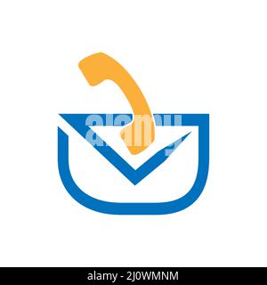 Email and phone icon vector. Flat design. Vector Illustration on white background. Stock Vector