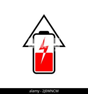 Arrow battery logo vector. Flat design. Vector Illustration on white background. Stock Vector