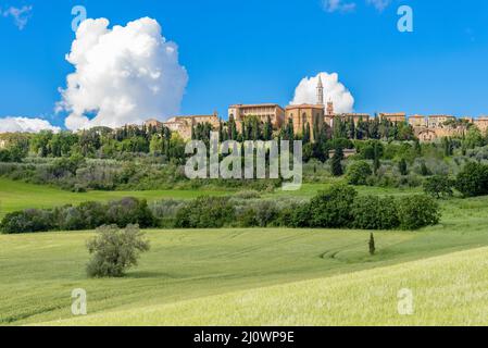 PIENZA, TUSCANY, ITALY - MAY 19 : View of Pienza in Tuscany  on May 19, 2013 Stock Photo