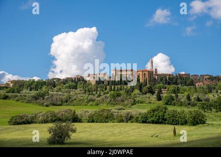 PIENZA, TUSCANY, ITALY - MAY 19 : View of Pienza in Tuscany  on May 19, 2013 Stock Photo