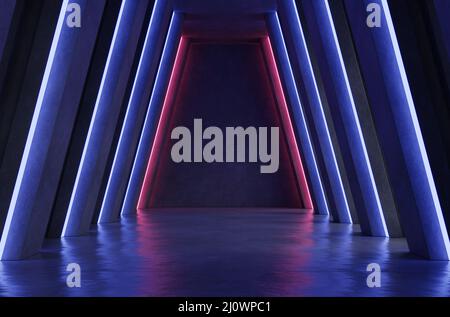 Modern futuristic Sci Fi background,Science background fiction interior.3D rendering Stock Photo