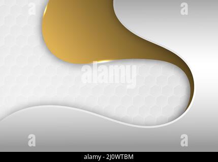 Abstract golden stripe template design with white wavy decoration. Well organized objects each grouping layers. Illustration vector Stock Vector