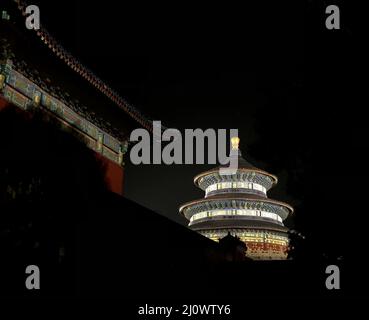 Beijing, China. 12th Feb, 2022. Photo taken with a mobile phone shows an architecture of the Temple of Heaven in Beijing, capital of China, Feb. 12, 2022. Credit: Du Xiaoyi/Xinhua/Alamy Live News Stock Photo