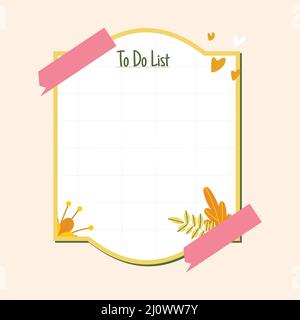 Vintage flat to-do list planner making printable design Stock Vector