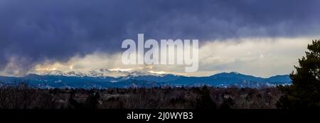 Stormy Front Range Landscape in Colorado on sunset Stock Photo