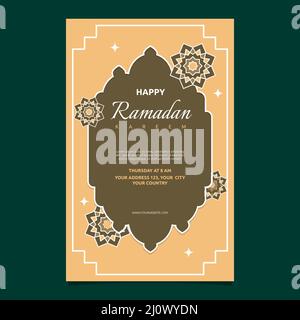 Islamic Event Ramadan Kareem Card Frame Background Simple Flat Design Stock Vector