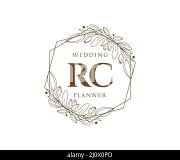 RC Initials letter Wedding monogram logos collection, hand drawn modern minimalistic and floral templates for Invitation cards, Save the Date, elegant Stock Vector