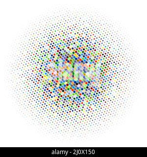 Colored radial halftone pattern in order of honeycomb. Stock Vector