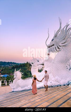 Wat Huay Pla Kung Chiang Rai Thailand during sunset . Wat Huay Pla Kung or Big Buddha Temple in Chiang Rai province in North of Stock Photo