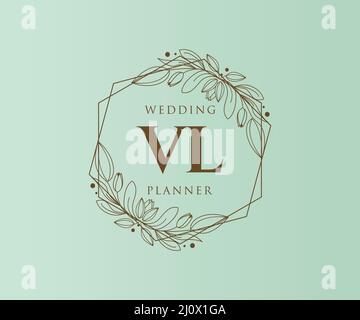 VL Initials letter Wedding monogram logos collection, hand drawn modern ...