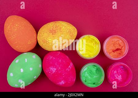Multi-colored Easter eggs. Stock Photo