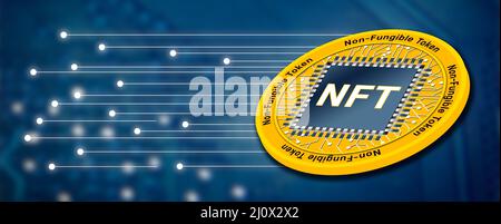 NFT non-fungible token. Technology abstract. NFT concept. Stock Photo