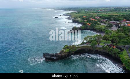 Aerial view from Batu Bolong temple in Lombok. Batu Bolong temple locates near the beach, in the same road which bring you to Senggigi beach Stock Photo