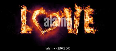 Heart symbol created by fire. Happy Valentine's Day. 3d illustration Stock  Photo - Alamy