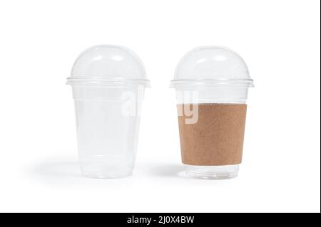 Disposable paper coffee cup isolated on white background. Coffee - Drink, On The Move, Packing, Advertisement, Blank Stock Photo